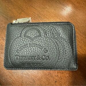 Black leather Tiffany & Co. card holder NEW